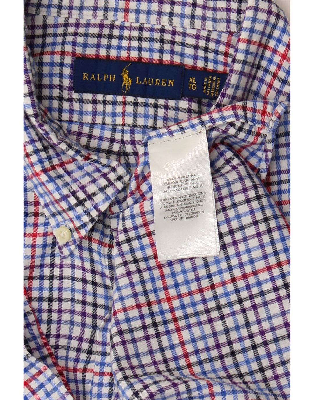 Мужская фланелевая рубашка Ralph Lauren XL, разноцветный хлопок в мелкую клетку