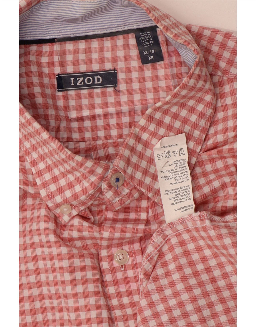 IZOD Мужская рубашка XL из хлопка в розовую клетку