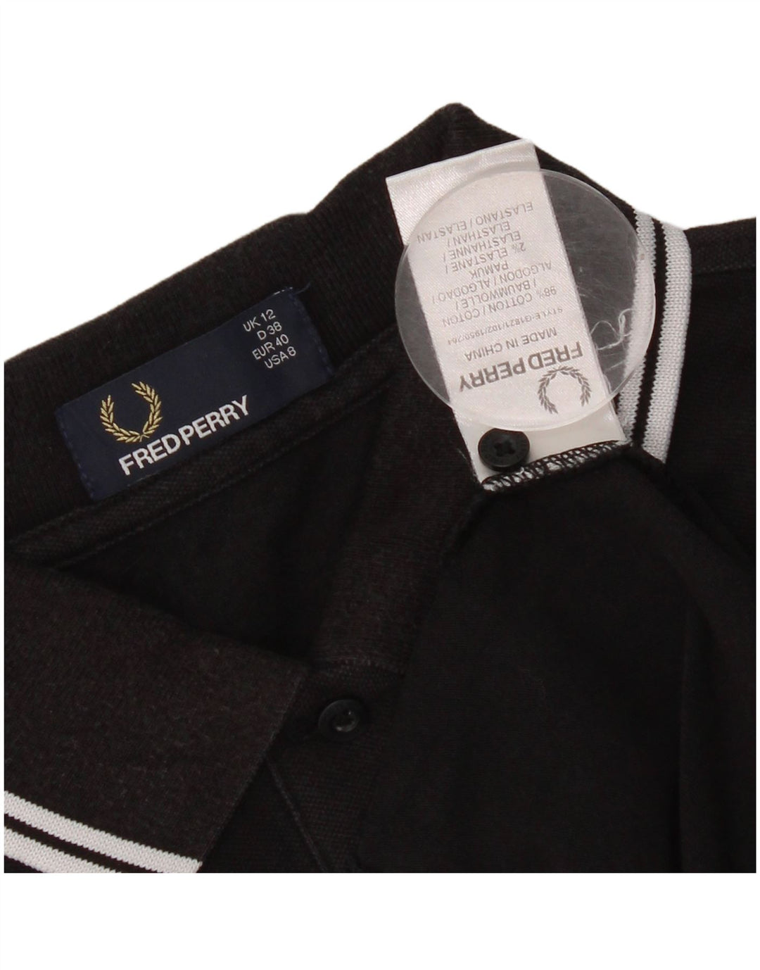 Женская рубашка поло Fred Perry UK 12, средний черный хлопок