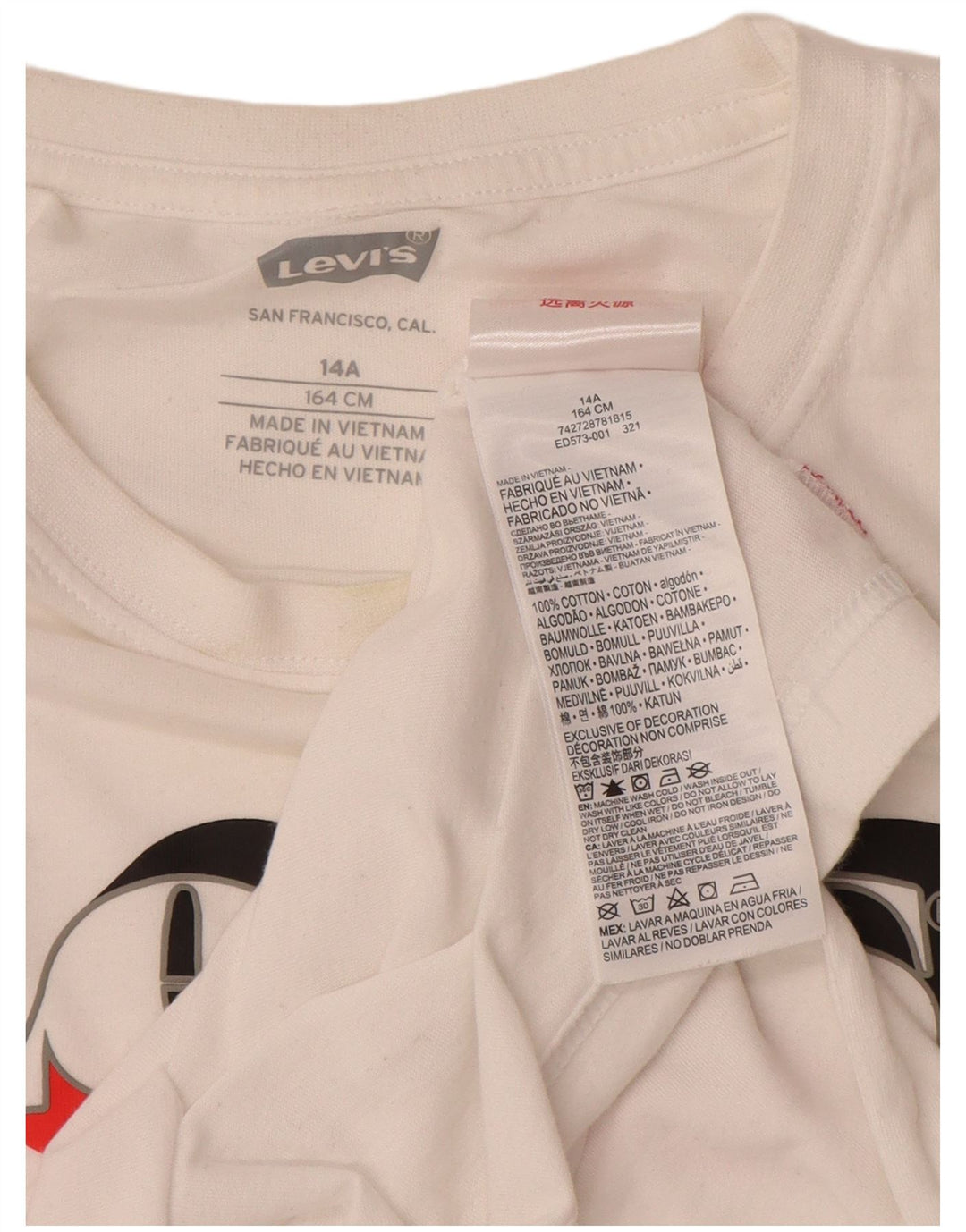 Футболка с рисунком LEVI'S для мальчиков, топ 13-14 лет, белый хлопок