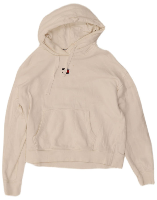Женский джемпер с капюшоном оверсайз Tommy Hilfiger UK 10, маленький белый хлопок