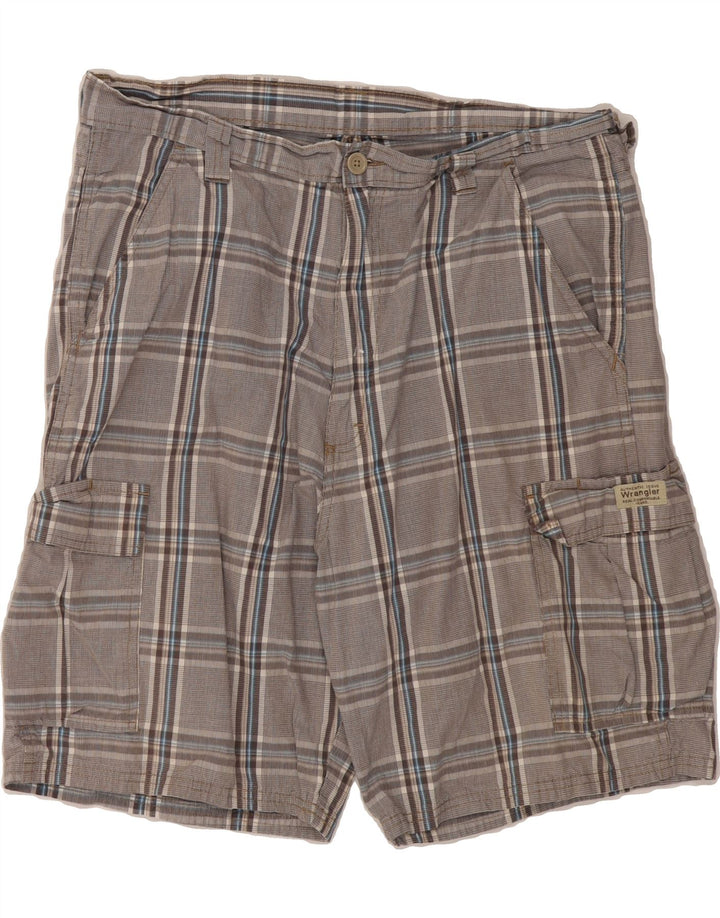 WRANGLER Mens Cargo Shorts W36 Large  Grey Houndstooth Cotton Vintage Wrangler and Second-Hand Wrangler from Messina Hembry 