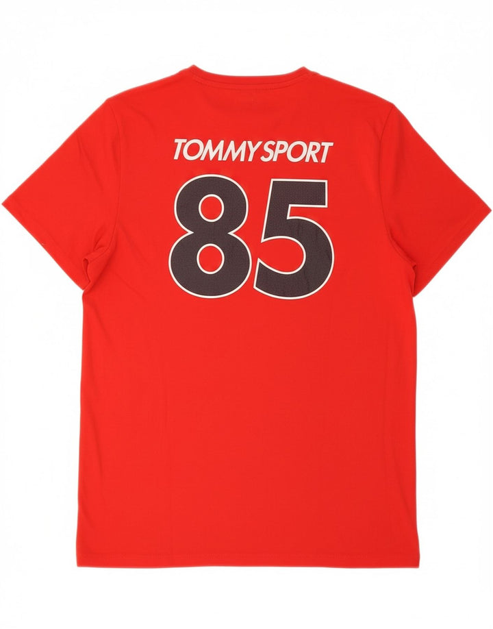 TOMMY HILFIGER Mens Graphic T-Shirt Top Medium Red Cotton Vintage Tommy Hilfiger and Second-Hand Tommy Hilfiger from Messina Hembry 