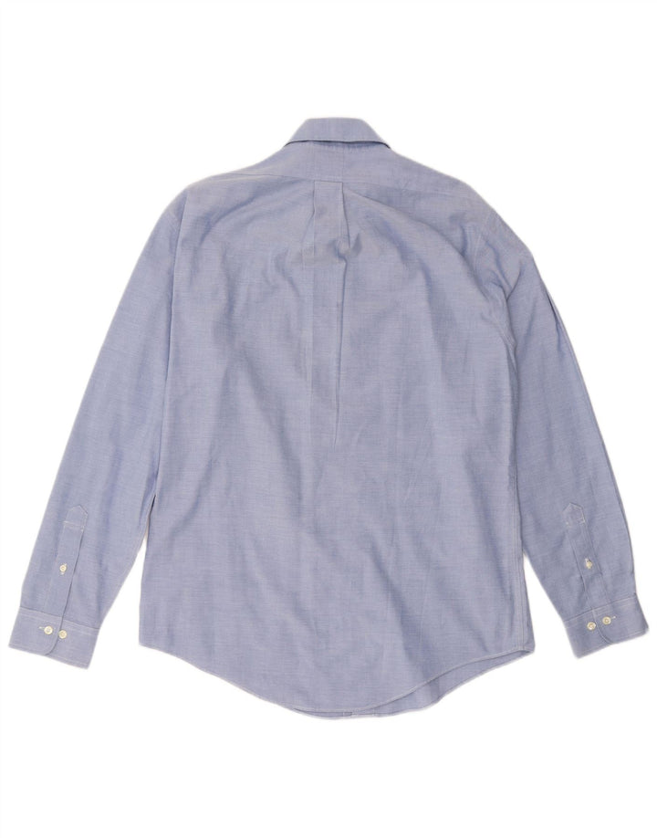 Мужская рубашка приталенного кроя BROOKS BROTHERS, хлопковая, среднего синего цвета