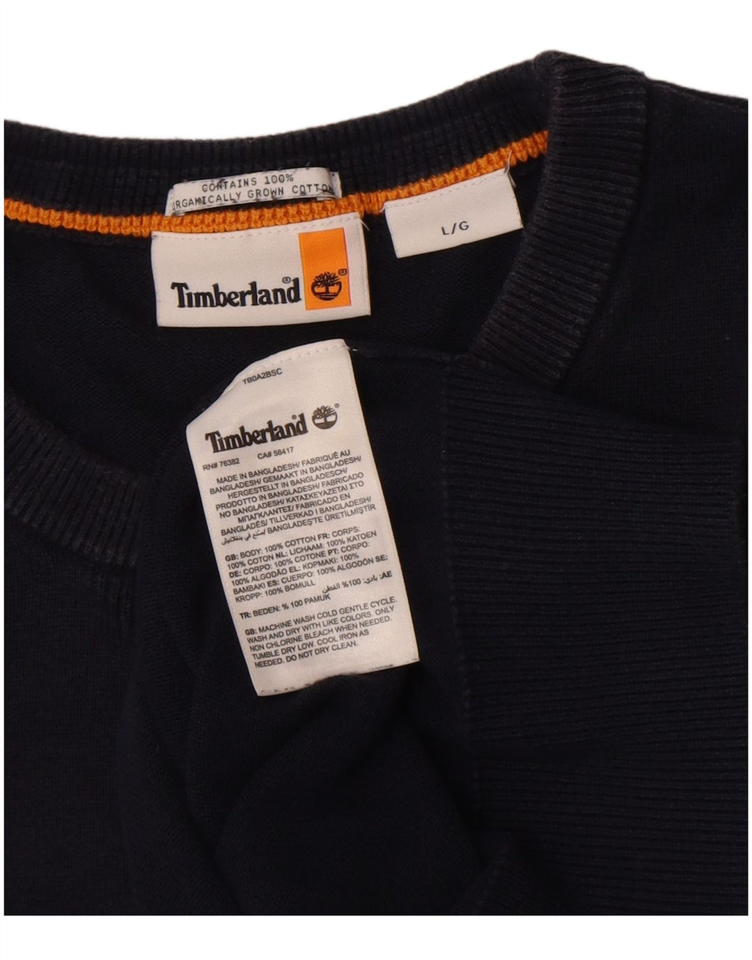 Мужской джемпер с круглым вырезом Timberland, большой темно-синий хлопковый свитер