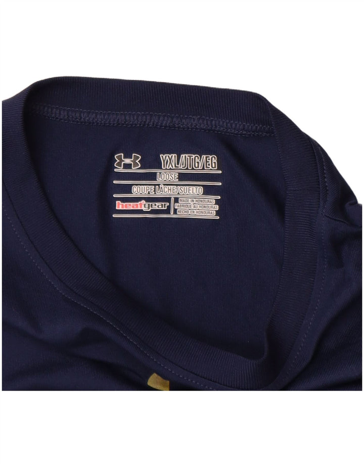 Свободная футболка с рисунком для мальчиков UNDER ARMOR, топ 13–14 лет, размер XL, темно-синий