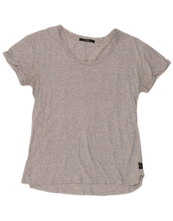REPLAY Womens T-Shirt Top UK 10 Small Grey