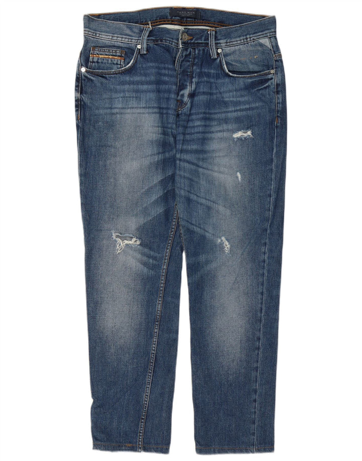 Мужские зауженные джинсы Zara EU 42, большие W32 L28, синие