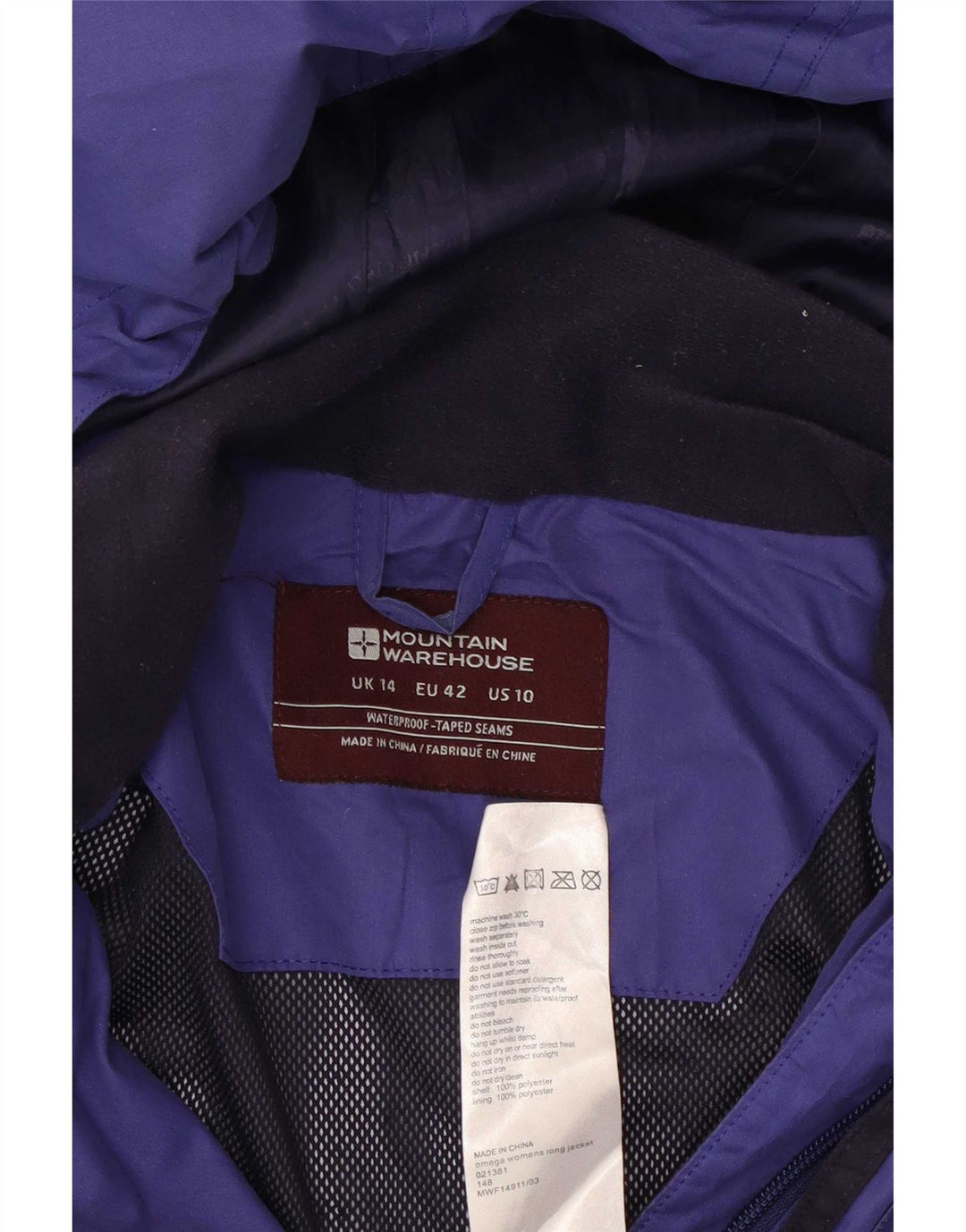 Женский плащ с капюшоном Mountain Warehouse UK 14, большой фиолетовый полиэстер