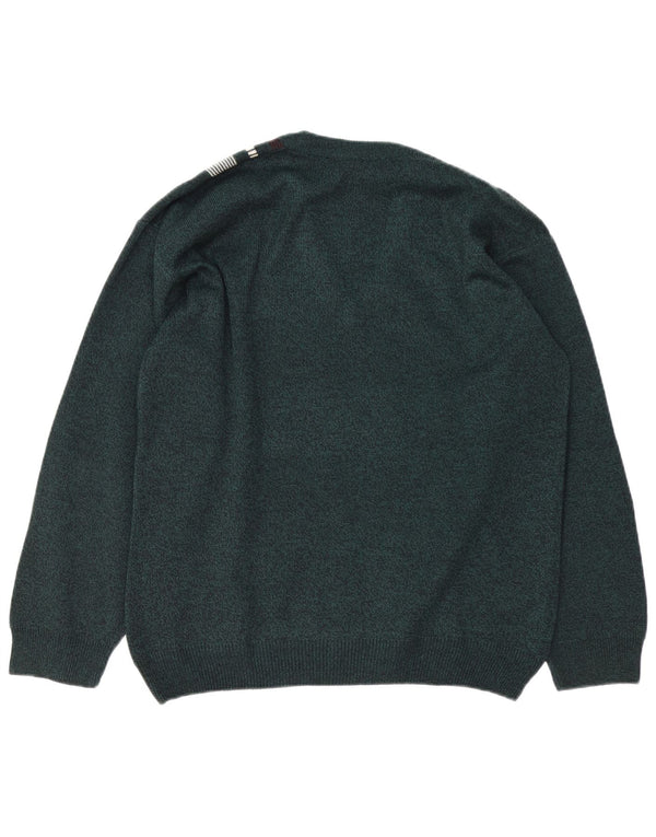 ВИНТАЖНЫЙ мужской джемпер с v-образным вырезом, большой акриловый свитер в зеленую полоску