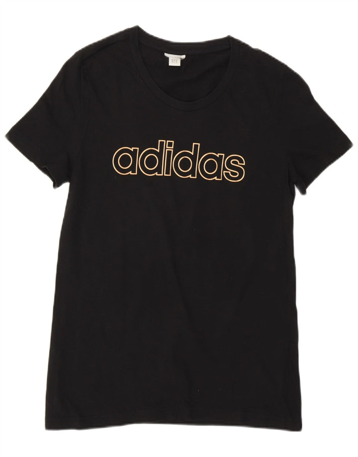ADIDAS Womens Graphic T-Shirt Top UK 12 Medium Black