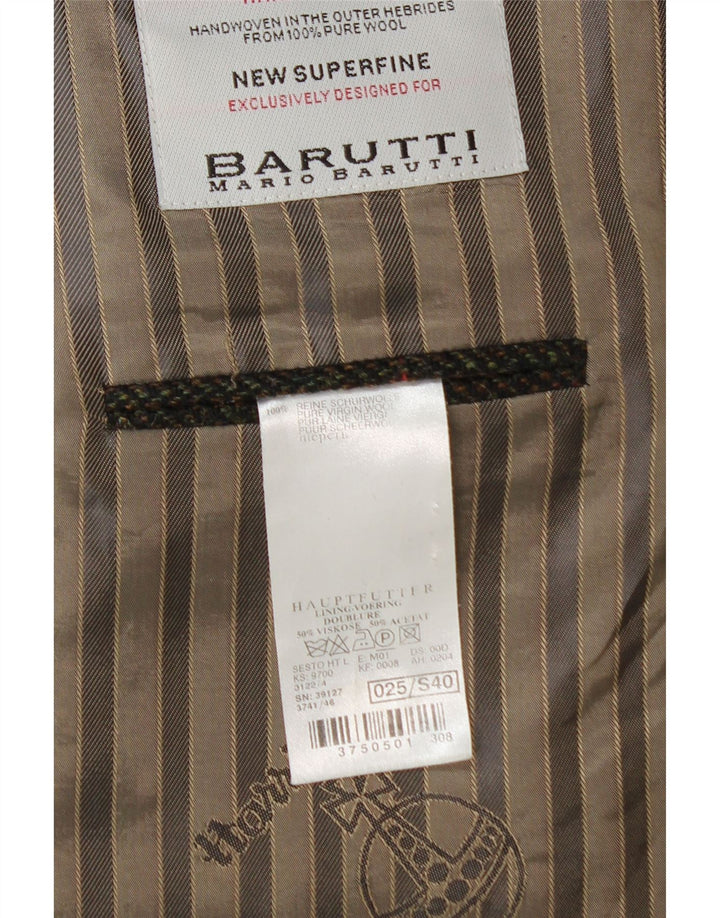Мужской пиджак Mario Barutti с 3 пуговицами, Великобритания 46 3XL, хаки в клетку из натуральной шерсти