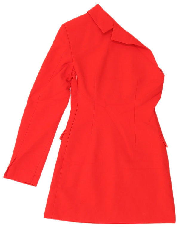 Женское платье оверсайз на одно плечо с длинным рукавом Zara UK 6 XS, красный полиэстер