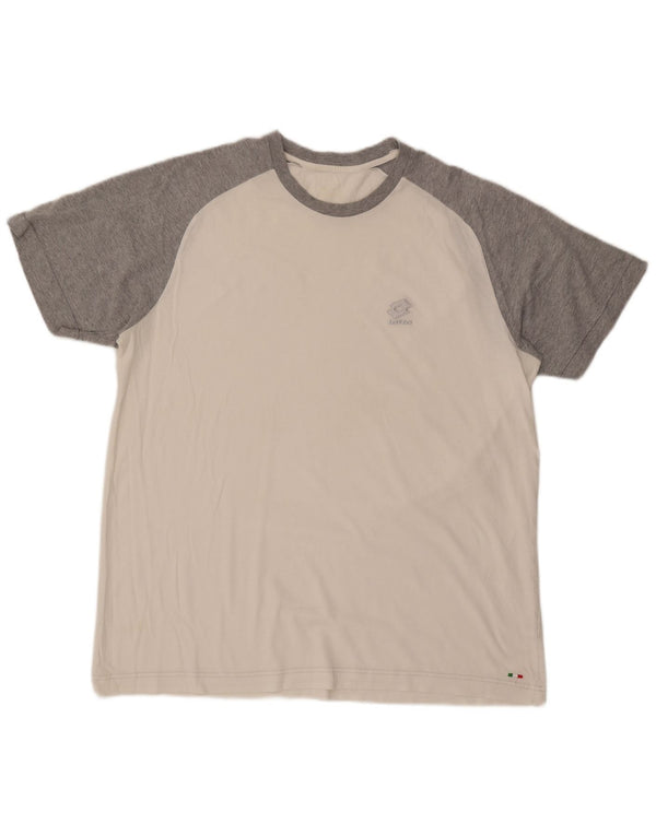 Мужская футболка LOTTO Top UK 46/46 3XL Белый Хлопок с цветными блоками