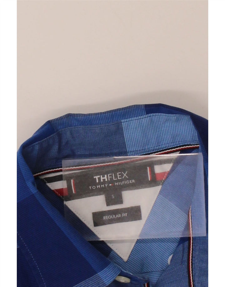 TOMMY HILFIGER Mens Flex Regular Fit Shirt Small Blue Check Cotton Vintage Tommy Hilfiger and Second-Hand Tommy Hilfiger from Messina Hembry 