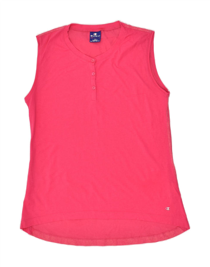 CHAMPION Womens Vest Top UK 14 Large Pink Cotton | Vintage Champion | Thrift | Second-Hand Champion | Used Clothing | Messina Hembry 