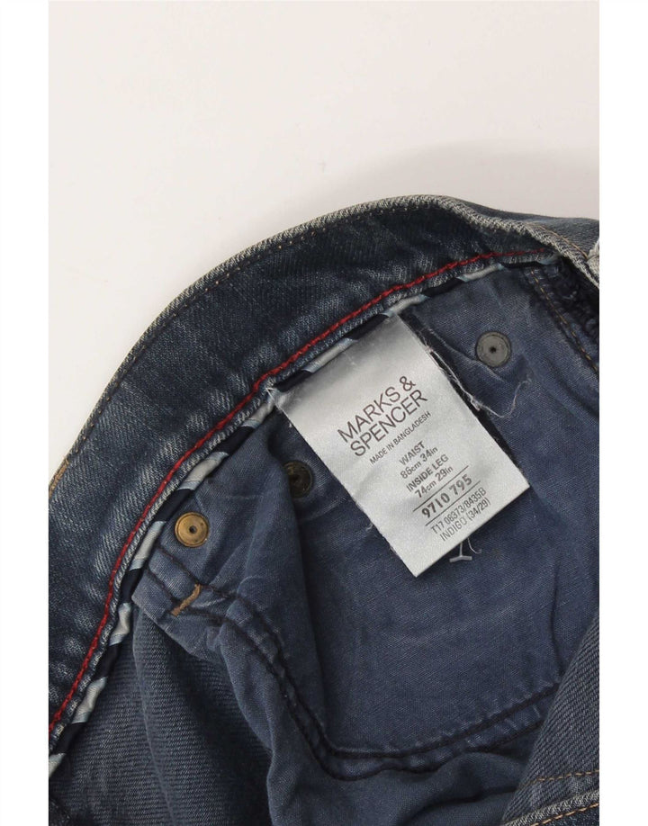 Женские прямые джинсы Marks & Spencer W34 L25 синие, хлопок