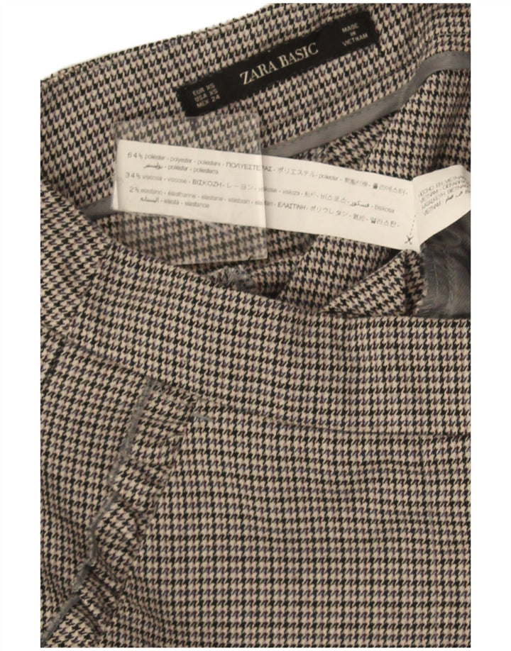 Женские узкие костюмные брюки Zara XS W24 L26, серые, полиэстер с узором «гусиные лапки»
