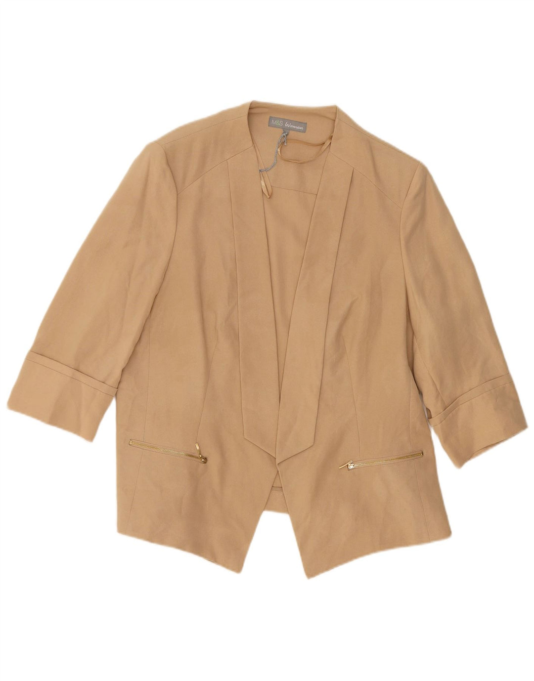Женский открытый блейзер с рукавами 3/4 Marks & Spencer UK 20 2XL бежевый