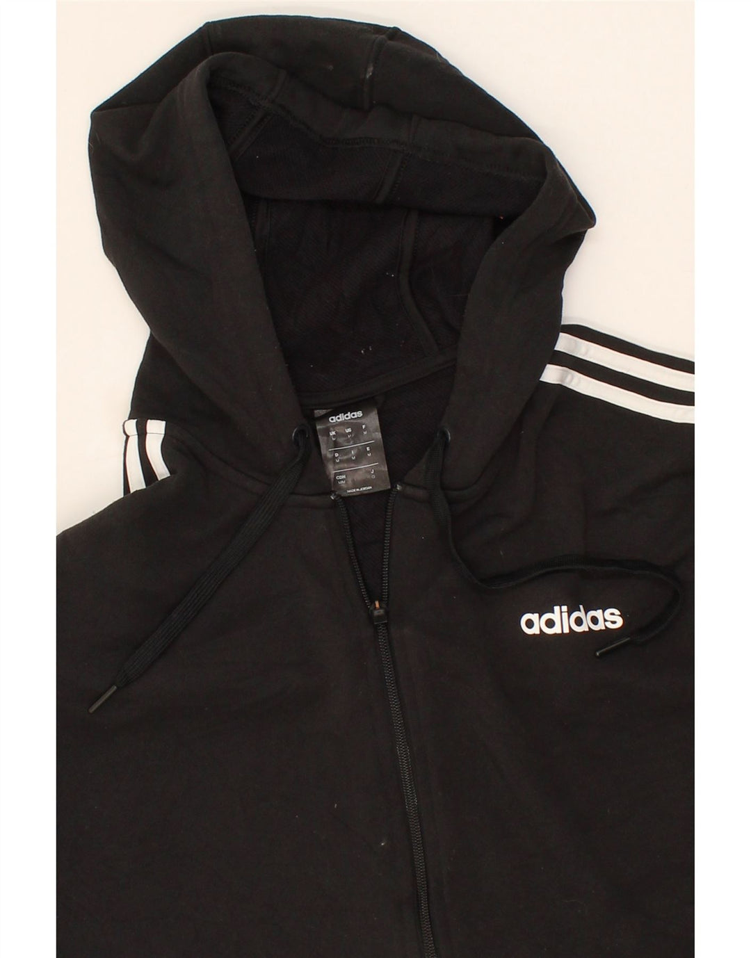 ADIDAS Mens Zip Hoodie Sweater Medium Black Polyester Vintage Adidas and Second-Hand Adidas from Messina Hembry 