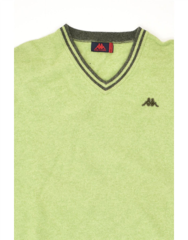 KAPPA Boys V-Neck Jumper Sweater 15-16 Years 3XL Green Virgin Wool | Vintage Kappa | Thrift | Second-Hand Kappa | Used Clothing | Messina Hembry 