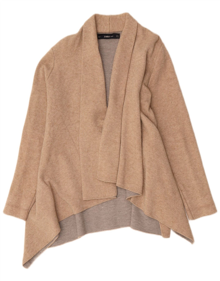 Женский асимметричный удлиненный кардиган Zara UK 14, средний бежевый