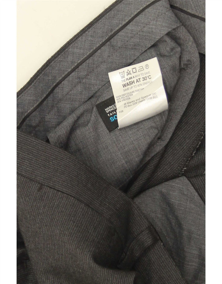 Мужские прямые костюмные брюки Marks & Spencer W38 L31 серые в тонкую полоску