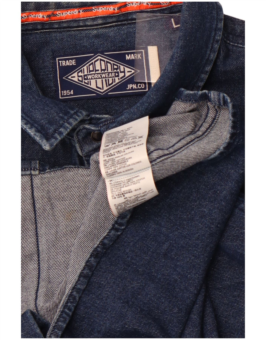 SUPERDRY Мужская джинсовая рубашка большого размера, темно-синяя, хлопок