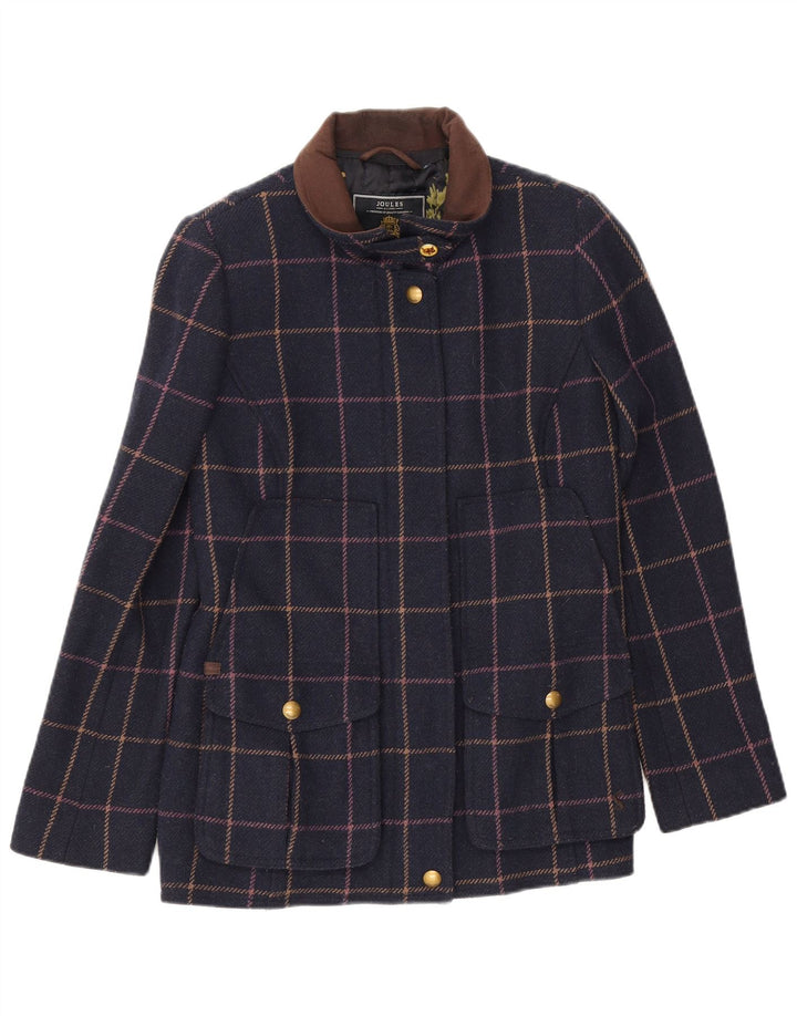 Женский бомбер Joules UK 12, средний темно-синий в клетку, шерстяной
