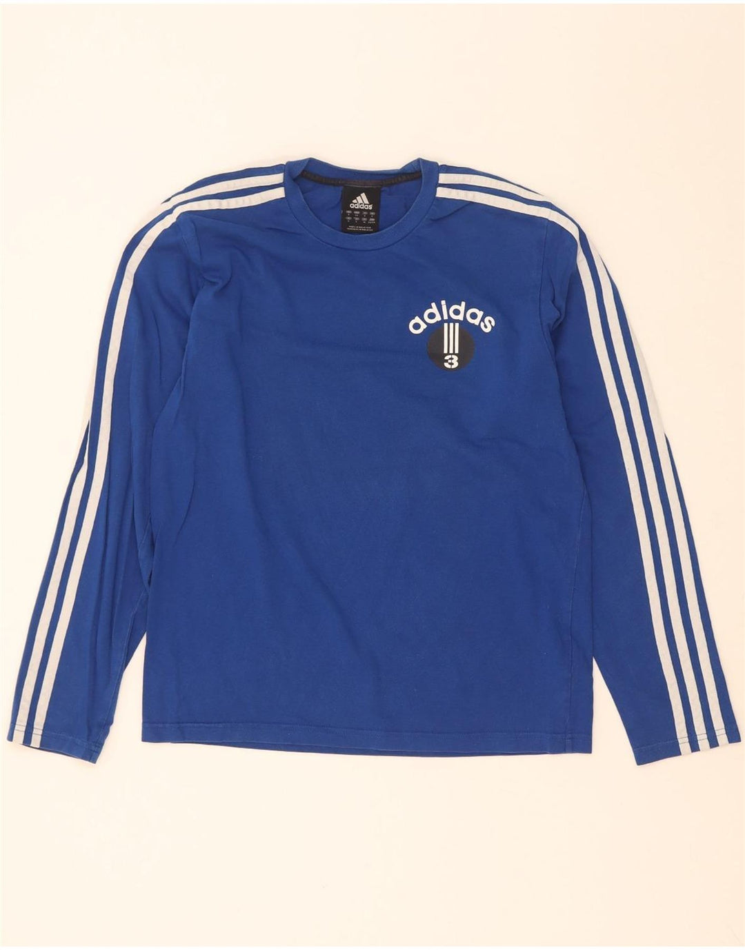 Мужской топ с рисунком Adidas, маленький синий хлопок с длинным рукавом
