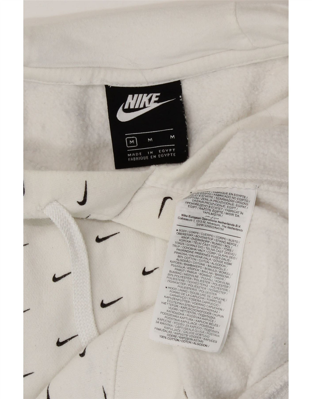 Мужской джемпер с капюшоном с графическим рисунком Nike, средний белый хлопок, хлопок