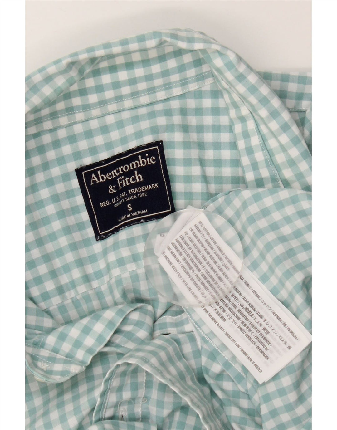 Мужская рубашка Abercrombie & Fitch, маленькая зеленая клетка, хлопок