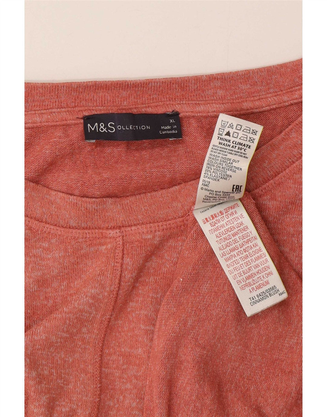 Женская футболка оверсайз Marks & Spencer Top UK 18 XL Красная вискоза