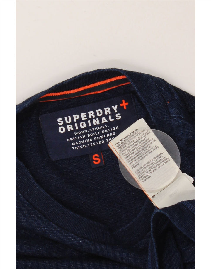Мужская футболка Superdry, маленькая, темно-синяя, хлопковая