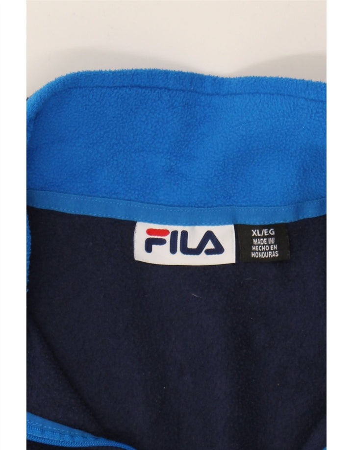 FILA Mens Zip Neck Fleece Jumper XL Navy Blue Polyester Vintage Fila and Second-Hand Fila from Messina Hembry 