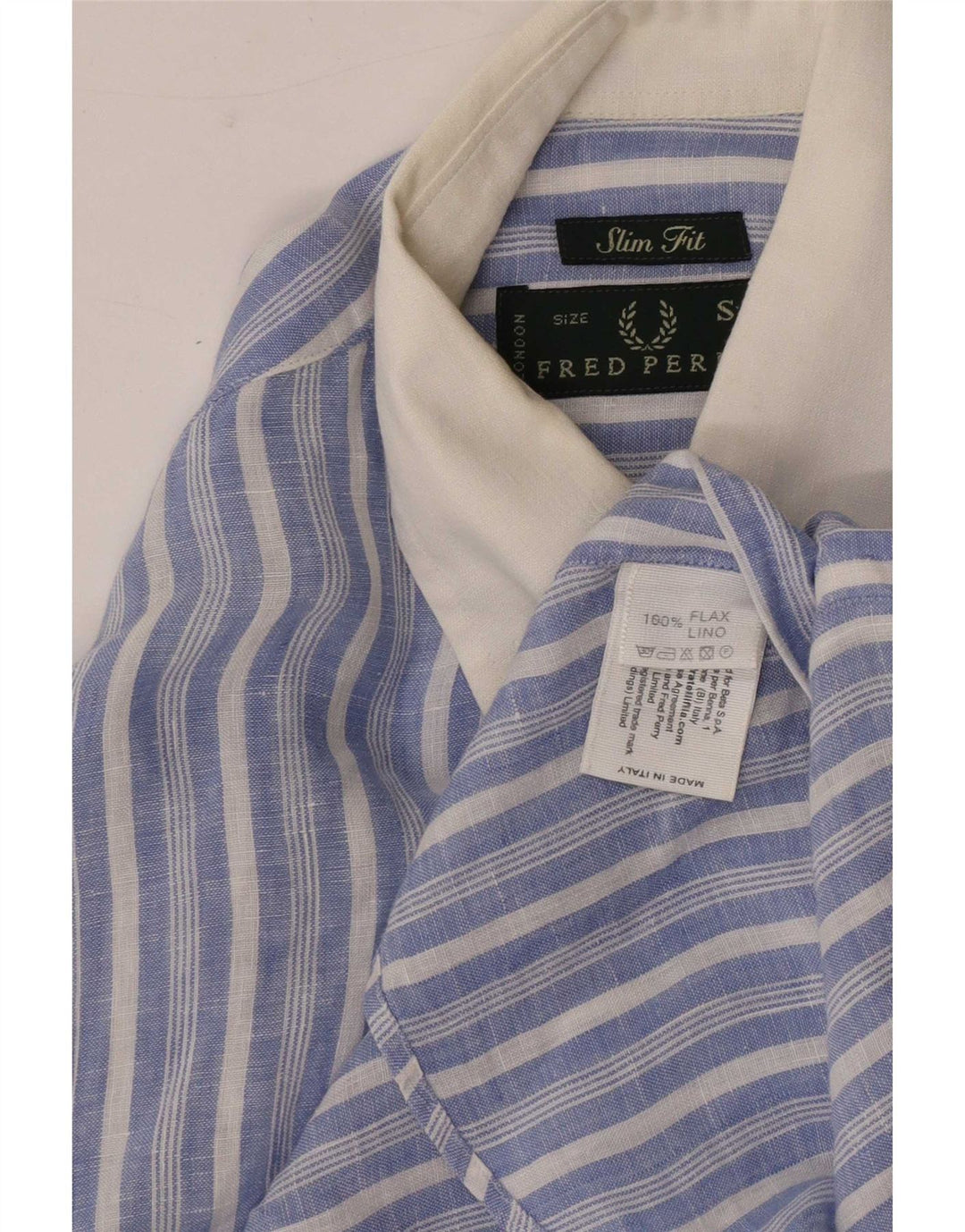 Мужская рубашка узкого кроя Fred Perry, маленькая синяя полосатая льняная рубашка