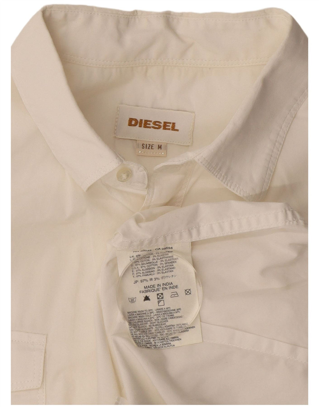 Мужская рубашка Diesel с коротким рукавом, средний белый хлопок, хлопок