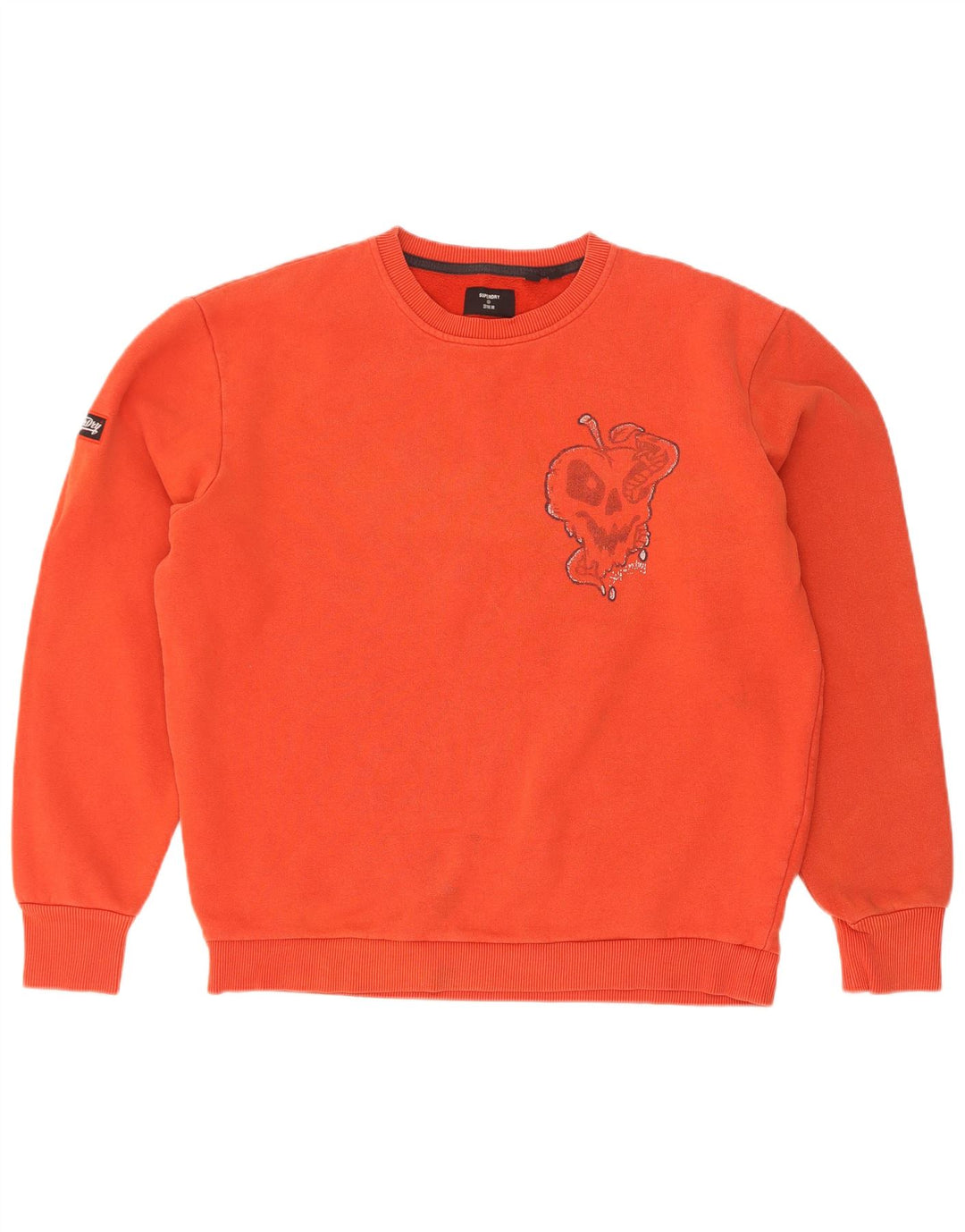 Мужской свитшот с рисунком Superdry, хлопковый джемпер среднего оранжевого цвета
