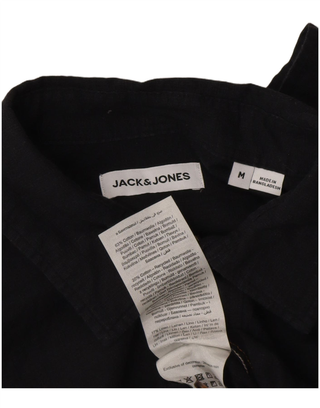 Мужская рубашка Jack & Jones из хлопка среднего размера, черная