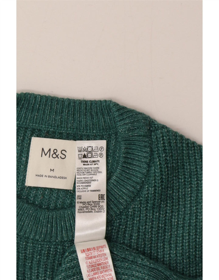 Мужской джемпер с круглым вырезом Marks & Spencer, средний зеленый полиэстер