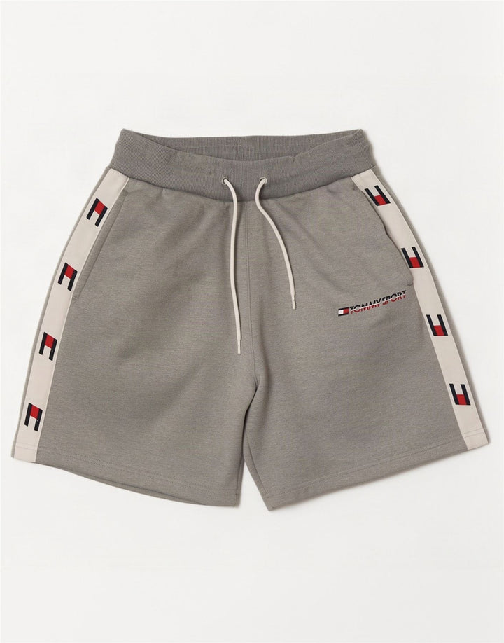 Tommy Hilfiger Мужские спортивные шорты с графическим рисунком, маленькие серые, полиэстер с цветными блоками