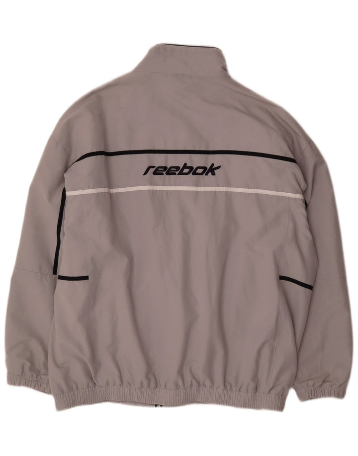 Мужская спортивная куртка Reebok с графическим рисунком, большая серая полиэстер с цветными блоками