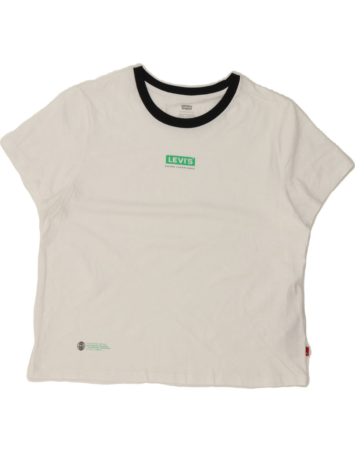 LEVI'S Womens T-Shirt Top UK 16 Large White Cotton Vintage Levi's and Second-Hand Levi's from Messina Hembry 