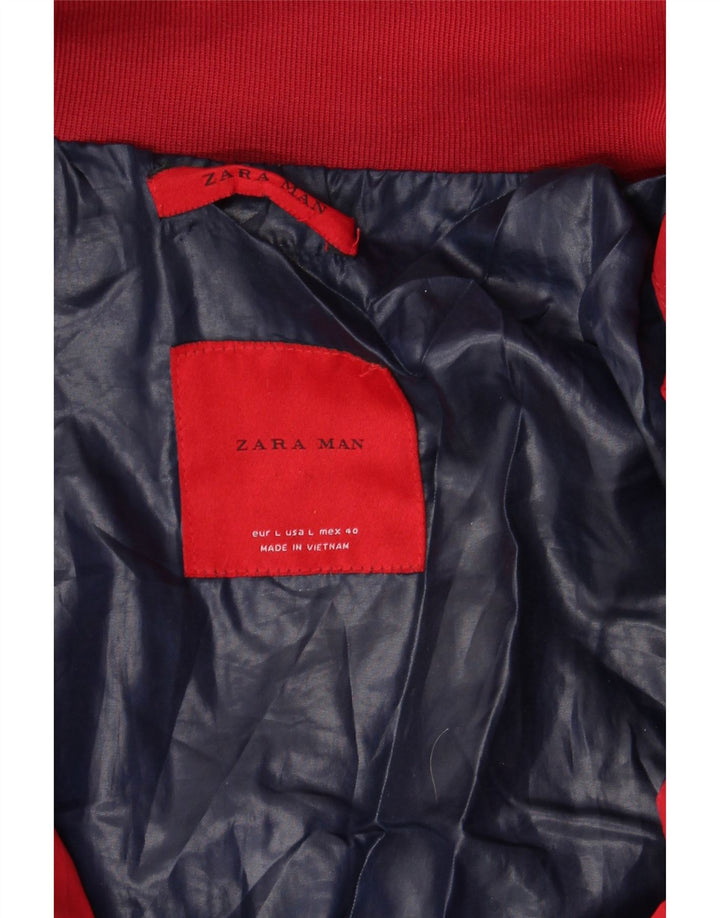 Мужская стеганая куртка ZARA UK 40, большой красный полиэстер