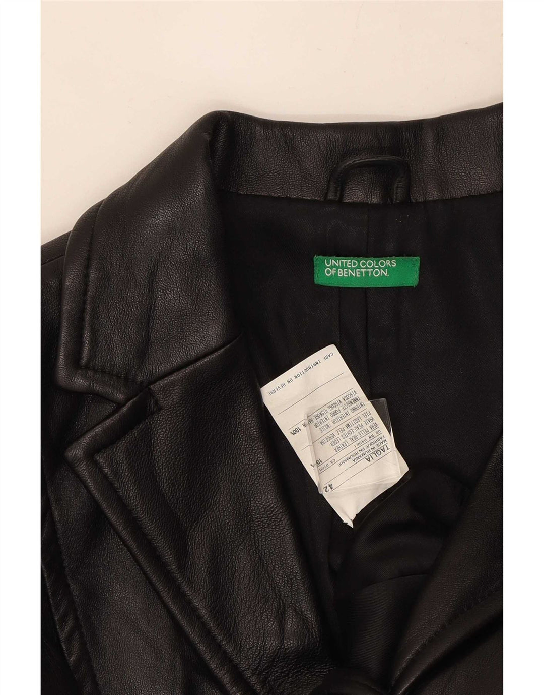 Женский кожаный пиджак Benetton с 3 пуговицами IT 42, средний черный кожаный