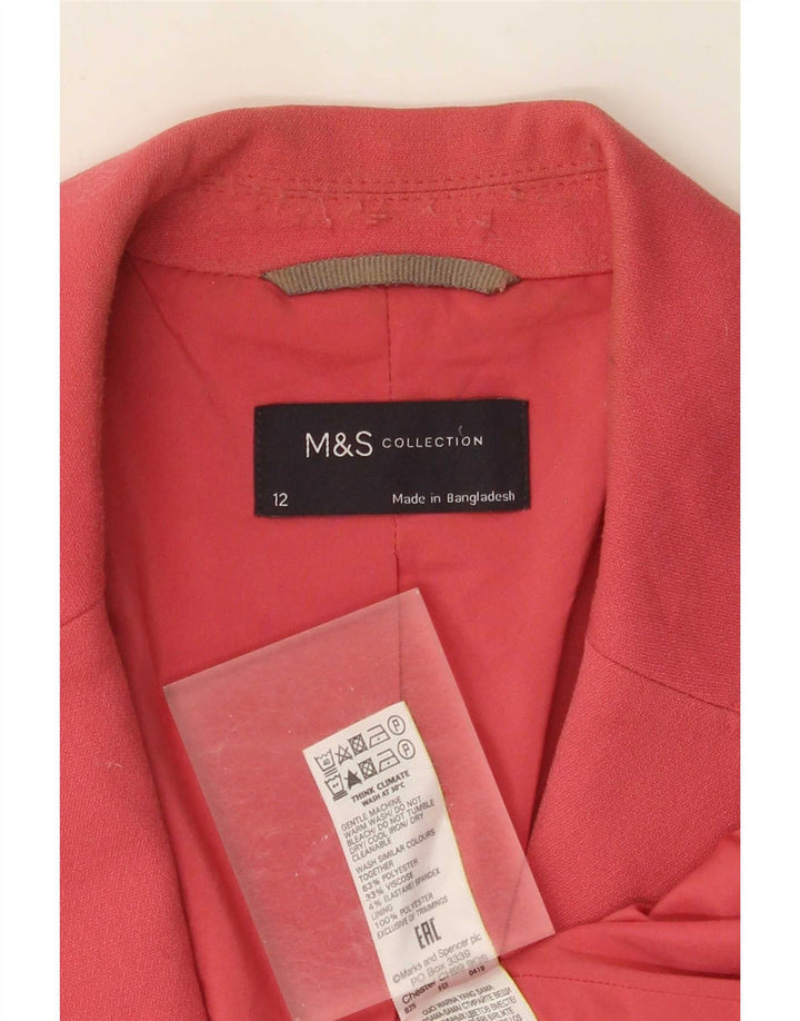 Женский пиджак на 1 пуговице Marks & Spencer, Великобритания, 12, средний розовый полиэстер