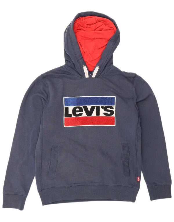 Джемпер с капюшоном Levi's для мальчиков 13-14 лет, темно-синий, хлопок