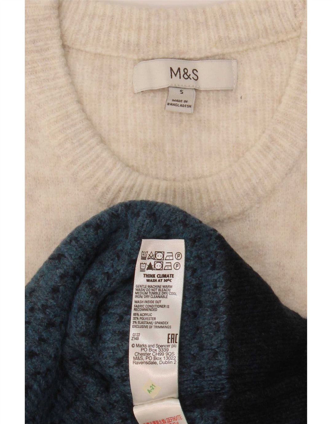 Мужской джемпер с круглым вырезом Marks & Spencer, маленький темно-синий с цветными блоками