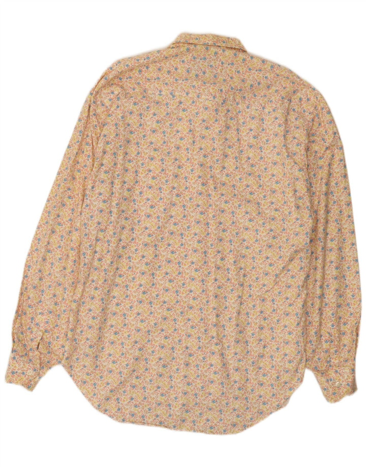 Винтажная мужская рубашка из хлопка среднего бежевого цвета с цветочным принтом