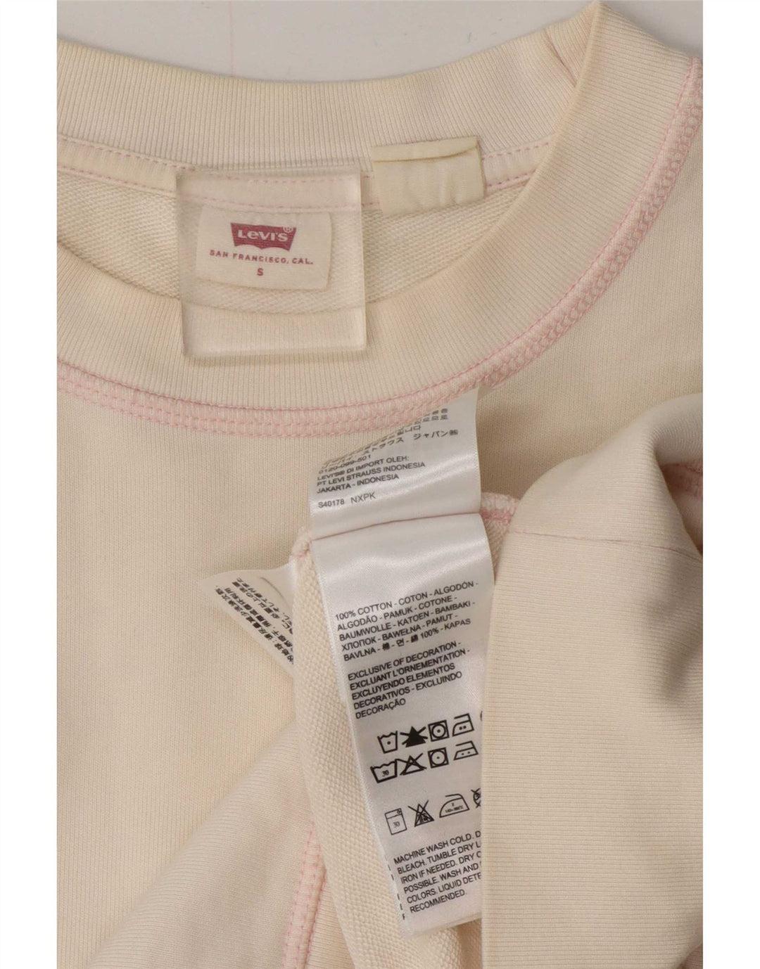 Женский джемпер-толстовка оверсайз Levi's, размер UK 10, маленький, белый, хлопковый